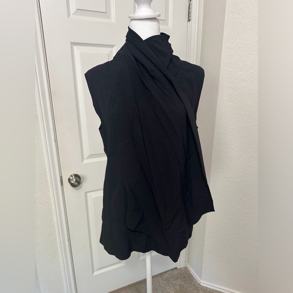 Adam Lippes Black Crepe Scarf Wrap Shell Sleeveless Blouse Size 8 - Picture 7 of 14